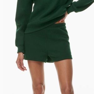 Aritzia tna perfect sweat short in green.